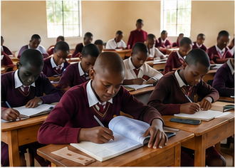Students studying in a classroom