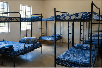 Student dormitory with bunk beds